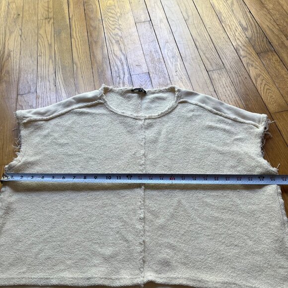 Papermoon Size S Oatmeal Fringed 100% Cotton Sleeveless Shirt - Picture 8 of 12